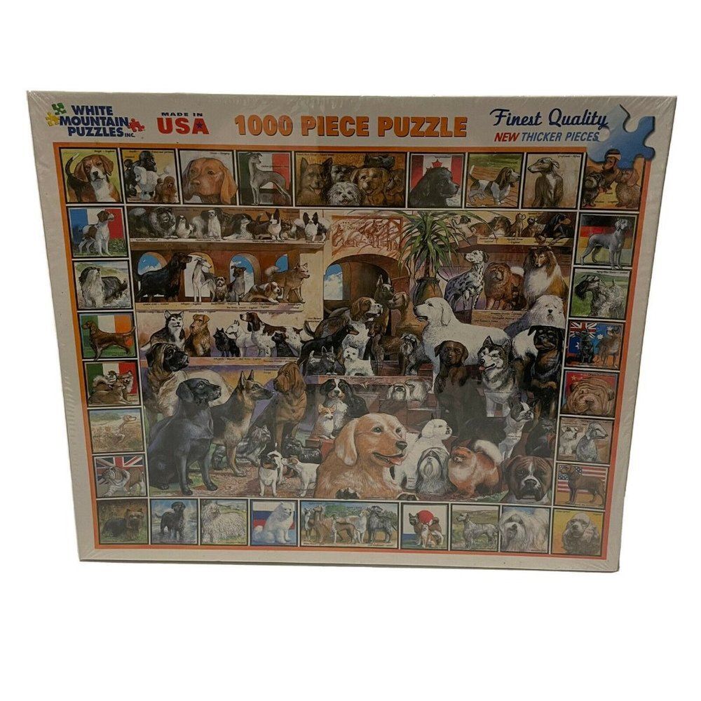 NEW WHITE MOUNTAIN PUZZLES - World of Dogs 1000 pc Jigsaw Puzzle Dog Lover